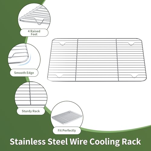 Rottay Baking Sheet with Wire Rack Set: 3 Baking Pans + 3 Cooling Racks for Cooking and Baking - Stainless Steel Nonstick Bacon Pans for Oven, Warp Resistant & Heavy Duty & Rust Free - Image 3