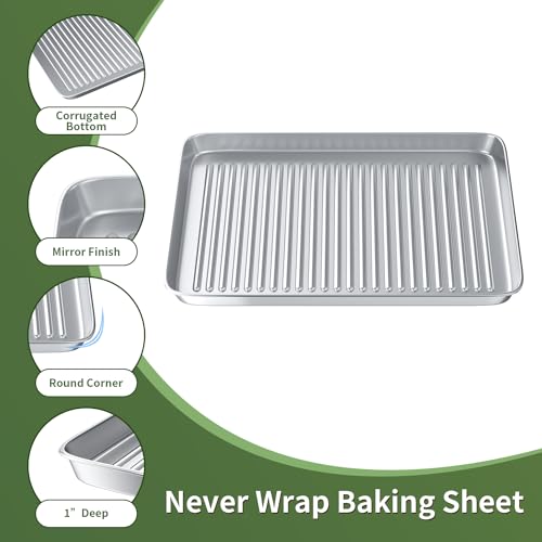 Rottay Baking Sheet with Wire Rack Set: 3 Baking Pans + 3 Cooling Racks for Cooking and Baking - Stainless Steel Nonstick Bacon Pans for Oven, Warp Resistant & Heavy Duty & Rust Free - Image 4