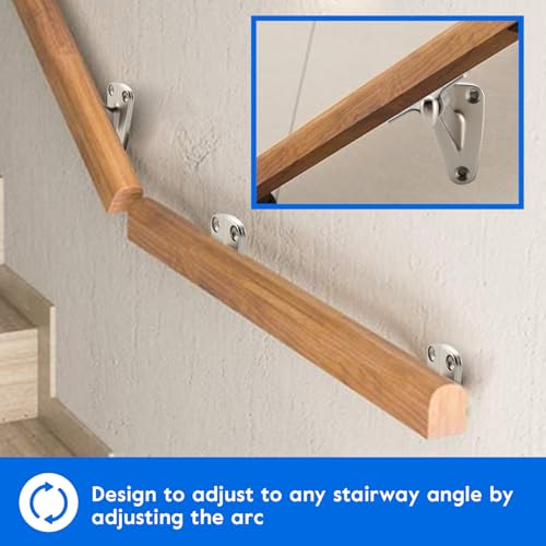 HOME MASTER HARDWARE Handrail Stair Brackets, 6-Pack Heavy Duty Staircase Support for Home or Office Stairways Handrail, Satin Nickel Finished Stairway Bracket - Image 4