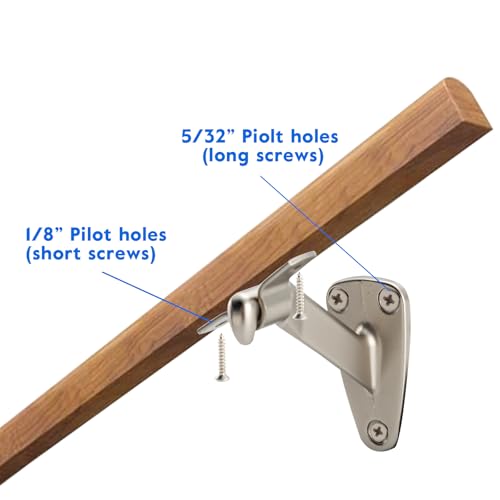 HOME MASTER HARDWARE Handrail Stair Brackets, 6-Pack Heavy Duty Staircase Support for Home or Office Stairways Handrail, Satin Nickel Finished Stairway Bracket - Image 5