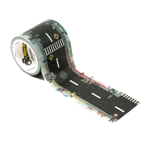 PlayTape Neighborhood Road Tape for Toy Cars Sticks to Flat Surfaces No Residue 2 in x 30 ft Roll - Image 1