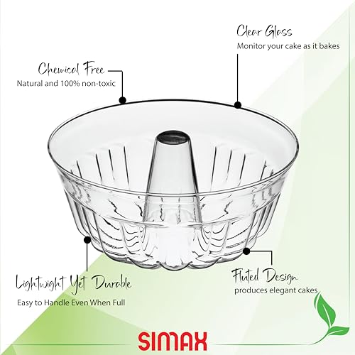 Simax Clear Glass Fluted Bundt Cake Pan | Heat, Cold, and Shock Proof, 2.1 Quart (8.4 Cups), Made in Europe, Great for Ring Cakes, Puddings, Desserts, Monkey Bread, and More, Dishwasher Safe… - Image 3