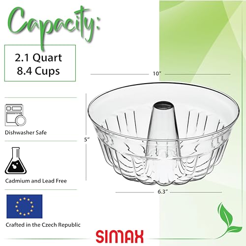 Simax Clear Glass Fluted Bundt Cake Pan | Heat, Cold, and Shock Proof, 2.1 Quart (8.4 Cups), Made in Europe, Great for Ring Cakes, Puddings, Desserts, Monkey Bread, and More, Dishwasher Safe… - Image 2