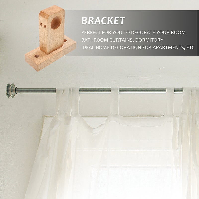 4 pcs Curtain Rod Brackets Heavy Duty Curtain Rod Holders Wood Curtain Rod Hooks - Image 2