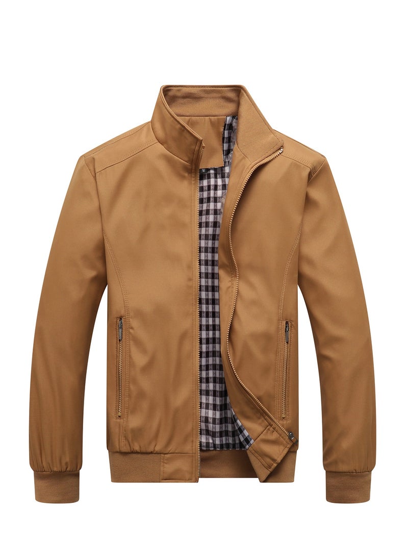 NIBEMINENT Spring Autumn Business Style Slim Jacket Brown