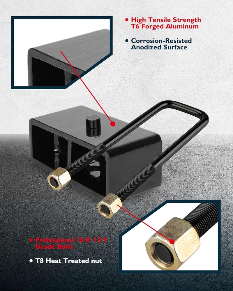 KAX 1" Rear Leveling Lift Block Kit for 2007-2019 Silverado 1500 & GMC Sierra 1500 - Image 3