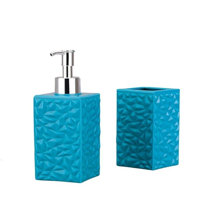 BoldBlossom Stylish Plastic Soap Dispenser with Toothbrush Holder |Modern Bathroom Soap Dispenser Set |Bathroom Accessories-Handwash Bottle & Organizer, Brushes & Liquid Soap Storage - Image 1