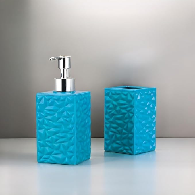 BoldBlossom Stylish Plastic Soap Dispenser with Toothbrush Holder |Modern Bathroom Soap Dispenser Set |Bathroom Accessories-Handwash Bottle & Organizer, Brushes & Liquid Soap Storage - Image 2