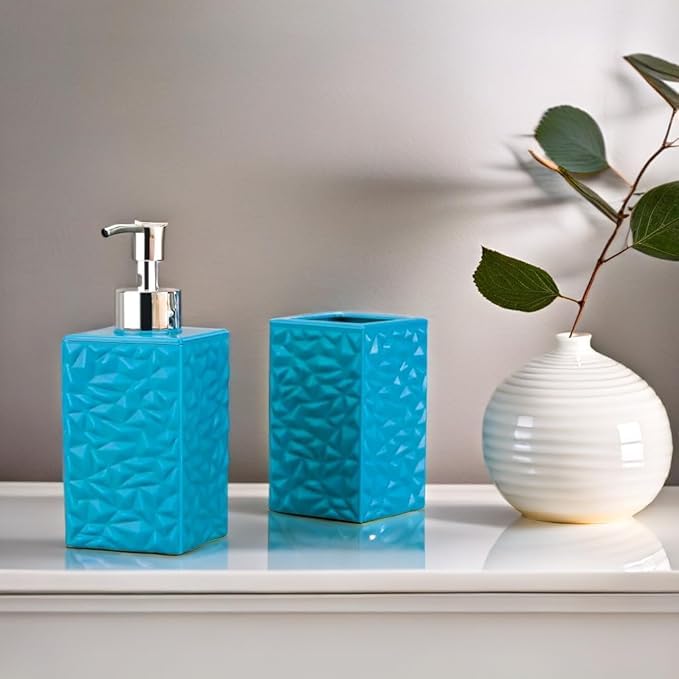 BoldBlossom Stylish Plastic Soap Dispenser with Toothbrush Holder |Modern Bathroom Soap Dispenser Set |Bathroom Accessories-Handwash Bottle & Organizer, Brushes & Liquid Soap Storage - Image 5