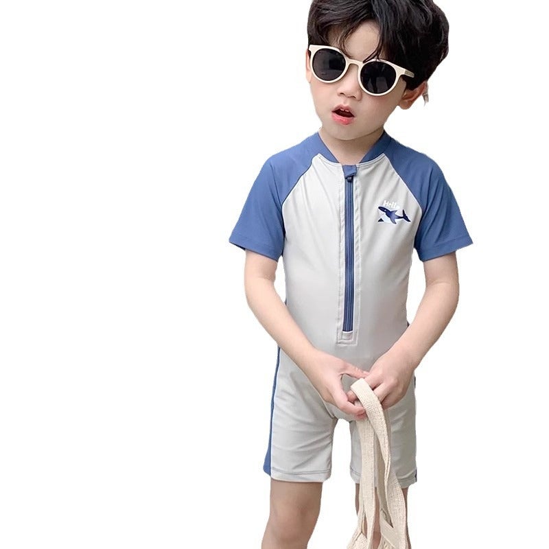 Kids Shark Print Swimsuit Short Sleeve Sun Protection Quick Dry - Image 4