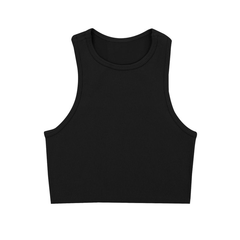 Generic Womens Elastic Quick-Dry Yoga Tank Top Black 