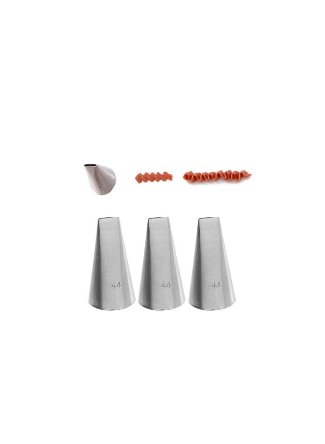 Bmaacye #44 Basketweave Piping Tip Set - 3-Piece Stainless Steel Decorating Tips for Basket and Lattice Weaves, Borders & More - Image 1