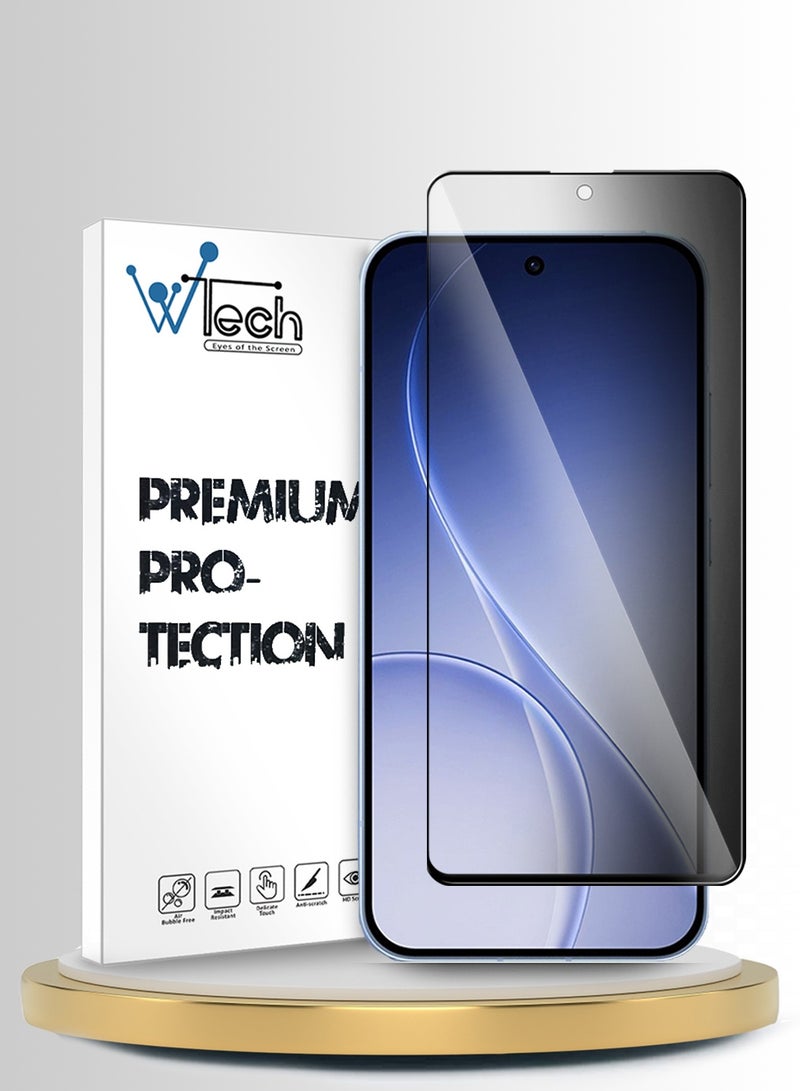 دبليو تيك واقي شاشة زجاجي مقوّى كامل الغطاء بكامل الغراء لسلسلة Oppo Reno15 5G 2025 Premium E2E - شفاف/أسود (MSGECP) - Image 1