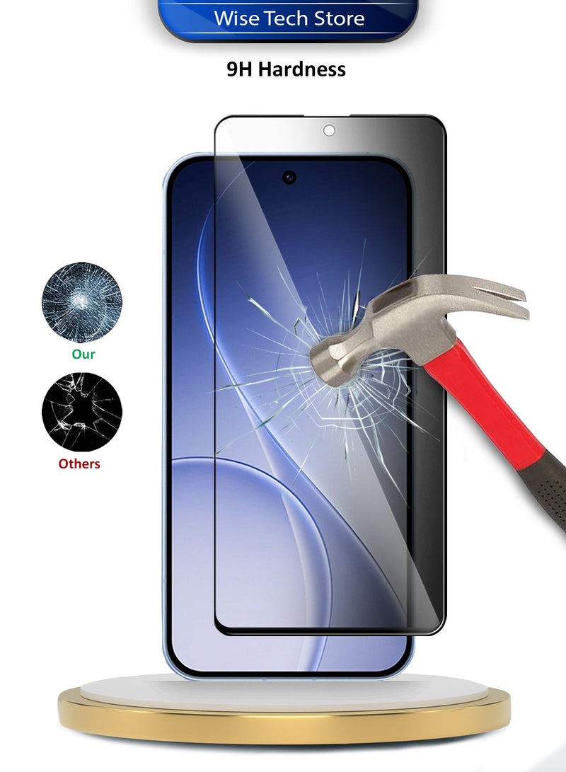 دبليو تيك واقي شاشة زجاجي مقوّى كامل الغطاء بكامل الغراء لسلسلة Oppo Reno15 5G 2025 Premium E2E - شفاف/أسود (MSGECP) - Image 3