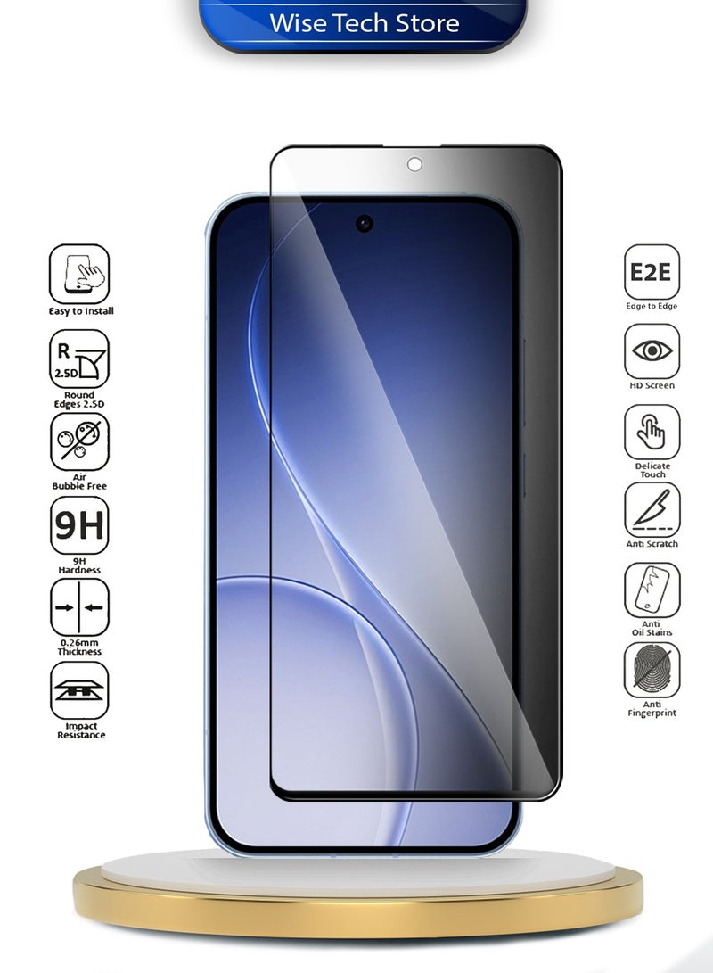 دبليو تيك واقي شاشة زجاجي مقوّى كامل الغطاء بكامل الغراء لسلسلة Oppo Reno15 5G 2025 Premium E2E - شفاف/أسود (MSGECP) - Image 2