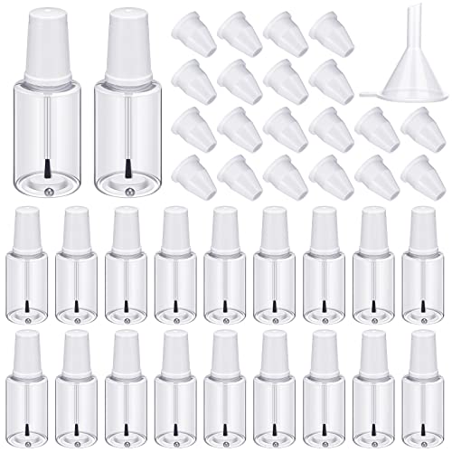 Irenare 20 Pcs 20ml Refillable Empty Nail Polish Bottles Plastic Nail Polish Container Empty Bottle with Mixing Marble Conservation Insert Brush Top, Clear - Image 1