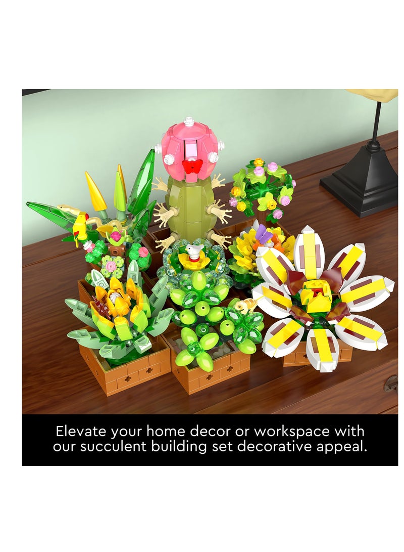 Excefore Flower Botanical Bonsai Building Set, 9 Pack Succulent Building Toys, Succulent Set for Home Decor, Valentine's Day, Mother's Day, Botanical Collection for Adults and Kids, 913pcs  - Image 5