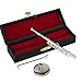 Dselvgvu Miniature Flute with Stand and Case Brass Mini Musical Instrument Flute Replica Collectible Figurines Dollhouse Accessories Model Home Decoration Display Ornament Silver 429 - Image 3