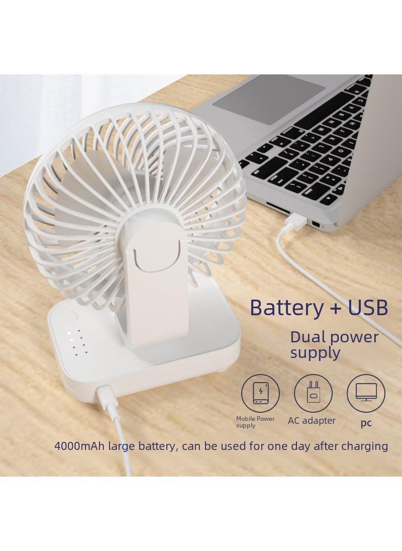Generic New Mini USB Fan Quiet 4000mAh for Home Office F705 white [clock head]]  - Image 5