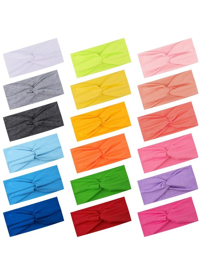 FEQO 18 Pieces Twist Headbands For Women Non Slip Fabric Headband Twisted Turban Headband Stretchy Headbands Elastic Hair Bands Workout Sport Yoga Headbands Colorful Hair Wrap Headband - Image 1