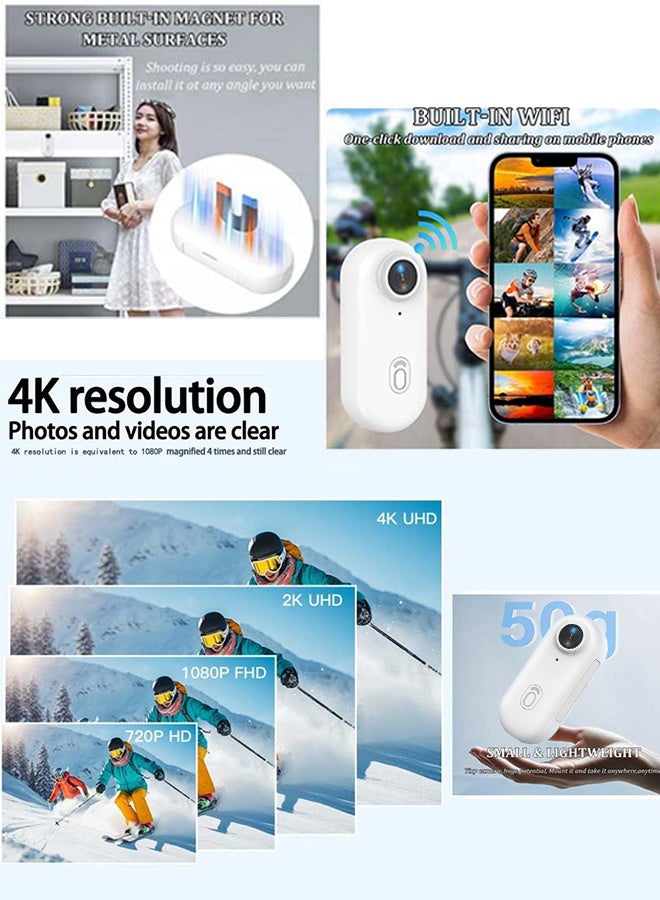 Generic 4K Thumb Action Camera, HD Sports Camera, with 128G TF Card, Digital Image Stabilization, Automatic Exposure, 800mAh Battery, Rechargeable Lithium  - Image 2