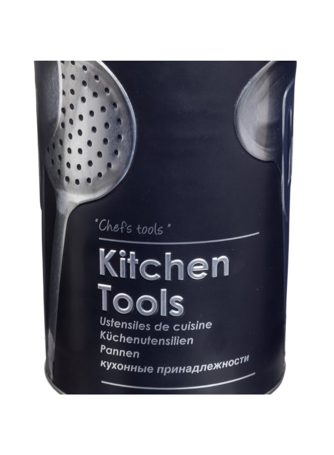 Five Simply Smart Metal Round Utensil Holder Black and Silver 17.3 x 10.8 x 10.8 cm 136318 - Image 2