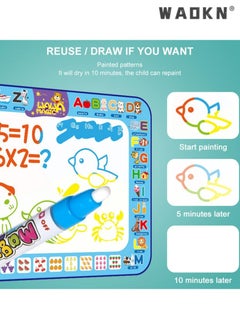 WAOKN Magic Water Drawing Mat, Educational Painting Toy for Boys and Girls Aged 2-5 and Older Children, 100cm x 80cm Large Size, Gift for Cultivating Creativity  - Image 3