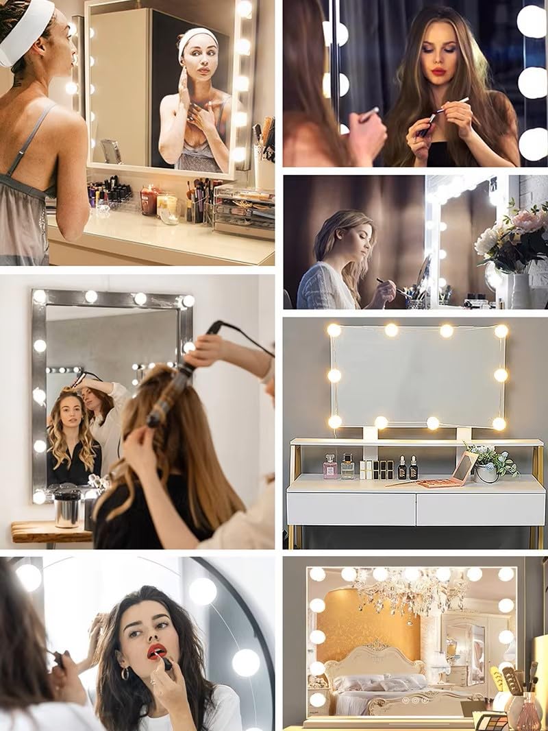 HUMAIZAR Hollywood Style Vanity Mirror Fill Light Adjustable Luminance USB Wall Bulbs String for All Pretty Dimmable Light Makeup Vanity Desk Vanity Set (10 LED Bulb USB 3 Colors) - Image 3