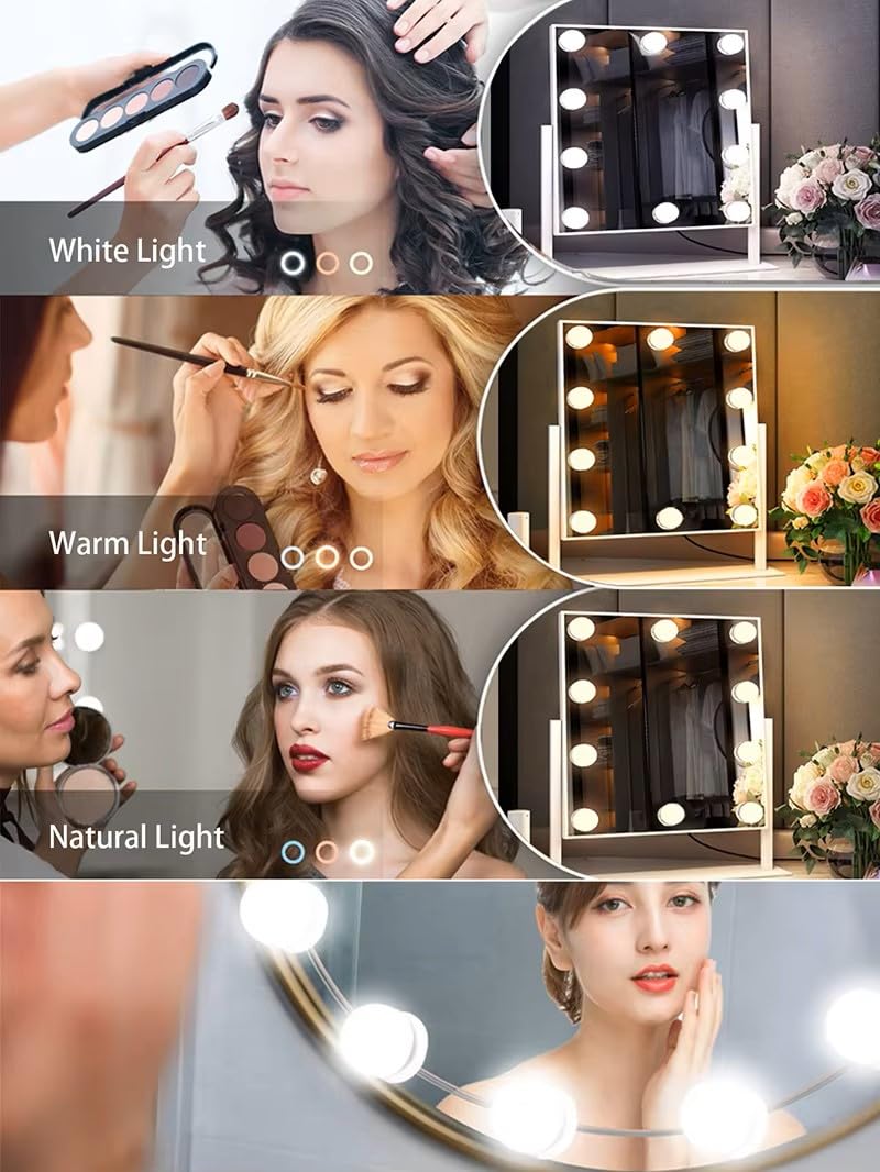 HUMAIZAR Hollywood Style Vanity Mirror Fill Light Adjustable Luminance USB Wall Bulbs String for All Pretty Dimmable Light Makeup Vanity Desk Vanity Set (10 LED Bulb USB 3 Colors) - Image 4