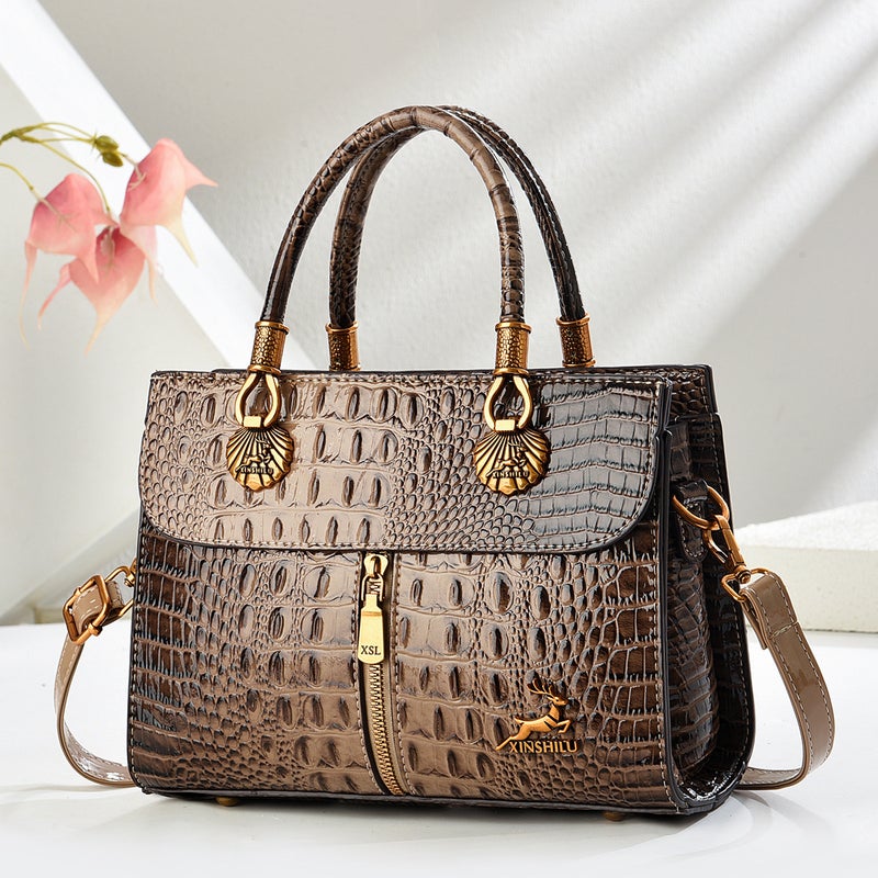 Crocodile Pattern Handbag 2025 New Fashion Simple Ins Satchel Versatile Women'S Shoulder Crossbody Bag - Image 3