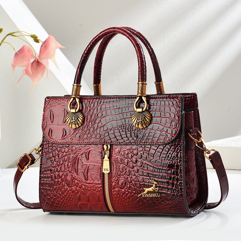 Crocodile Pattern Handbag 2025 New Fashion Simple Ins Satchel Versatile Women'S Shoulder Crossbody Bag - Image 5