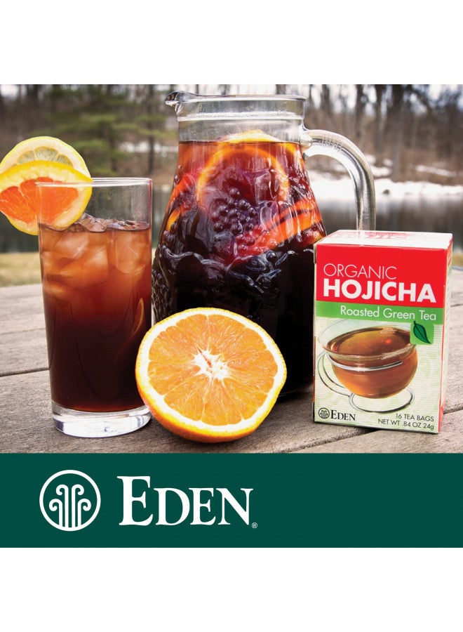 Eden Hojicha Organic Roasted Green Tea, Low Caffeine, Japanese, 16 Unbleached Manila Tea Bags per Box (12-Pack Case)