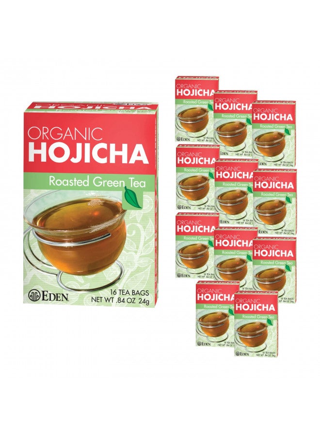 Eden Hojicha Organic Roasted Green Tea, Low Caffeine, Japanese, 16 Unbleached Manila Tea Bags per Box (12-Pack Case)