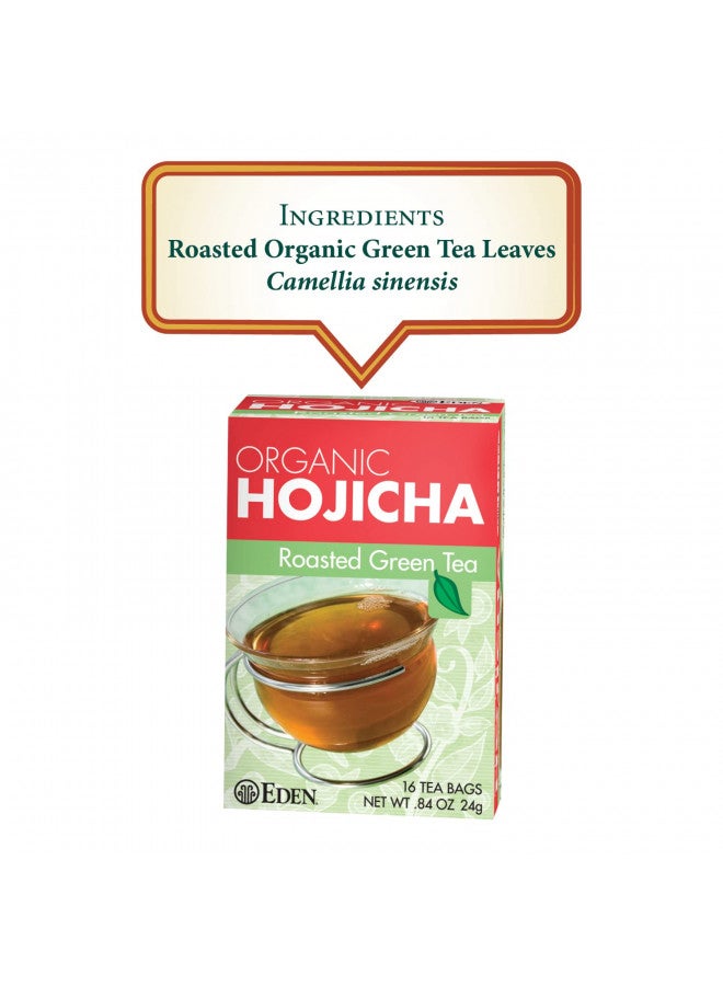 Eden Hojicha Organic Roasted Green Tea, Low Caffeine, Japanese, 16 Unbleached Manila Tea Bags per Box (12-Pack Case)