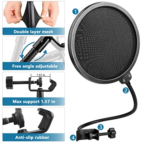 ChromLives Yeti Nano Pop Filter, Mic Cover Compatible with Blue Yeti Nano,ChromLives 3 in 1 Mic Windscreen Foam Cover + Mic Furry Wind Cover + Dual Layered Noise Reduction Pop Filter for Yeti Nano,Combo 3 Pack - Image 5