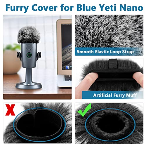 ChromLives Yeti Nano Pop Filter, Mic Cover Compatible with Blue Yeti Nano,ChromLives 3 in 1 Mic Windscreen Foam Cover + Mic Furry Wind Cover + Dual Layered Noise Reduction Pop Filter for Yeti Nano,Combo 3 Pack - Image 3