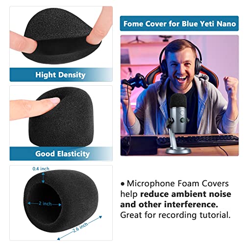 ChromLives Yeti Nano Pop Filter, Mic Cover Compatible with Blue Yeti Nano,ChromLives 3 in 1 Mic Windscreen Foam Cover + Mic Furry Wind Cover + Dual Layered Noise Reduction Pop Filter for Yeti Nano,Combo 3 Pack - Image 4