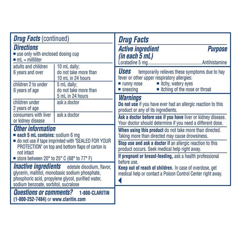 Claritine Child Grape Syrup 5Mg/5Ml 120Ml - Image 3