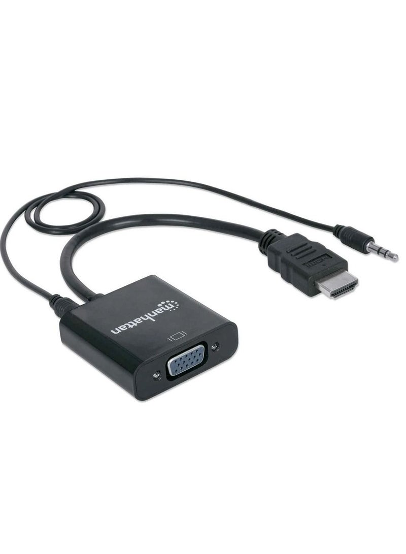 Manhattan 151450 HDMI Male to VGA Female Converter with 3.5mm audio - Black - Image 1