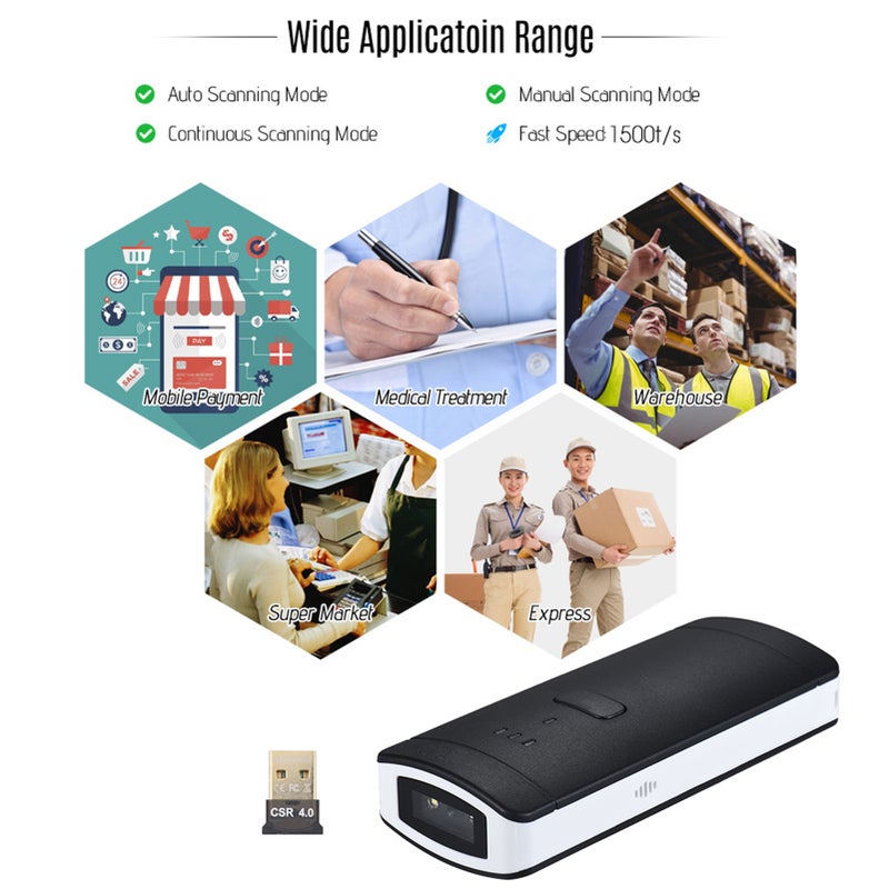 P2000 Portable Mini Wireless USB Wired 1D 2D Image Barcode Scanner QR PDF417 Bar Code Reader 130,000 Inventory Memory Multi-Language for Windows Mac Android iPad Linux - Image 3