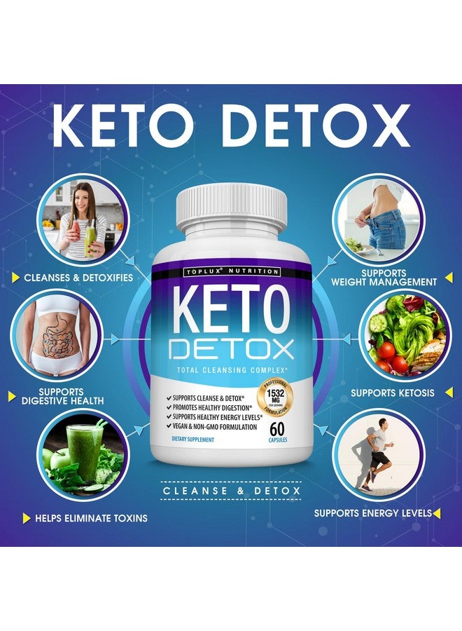 Toplux حبوب توبلوس كيتو ديتوكس - مستخلص تنظيف متقدم - 1532 ملغ من تركيبة تنظيف القولون الطبيعية من أكاي، لطرد السموم والنفايات الزائدة، للرجال والنساء، 60 كبسولة، مكمل غذائي - Image 2