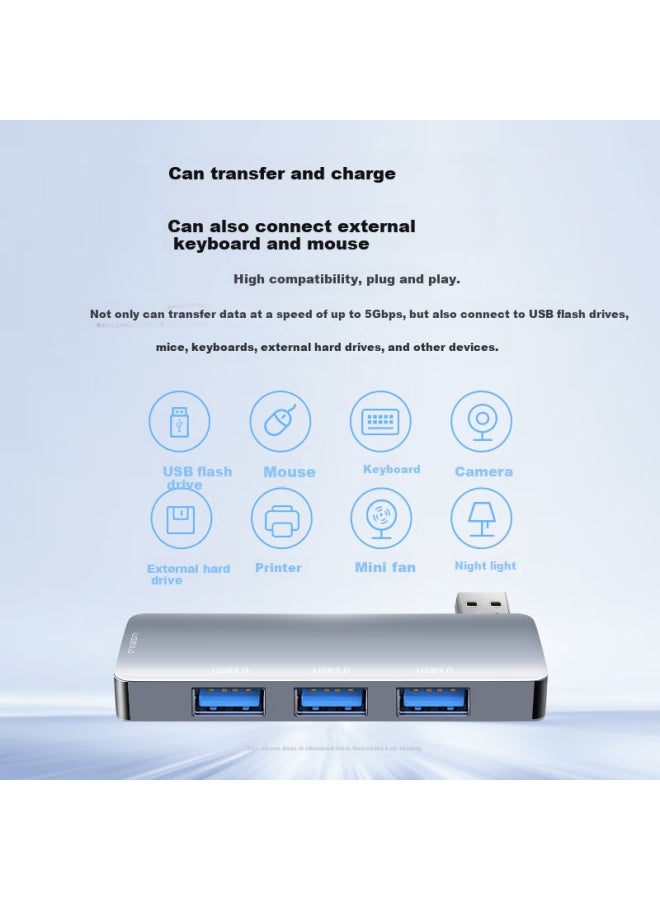Isky Usb 3.0 Expansion Dock Splitter High-speed 4-port Hub Extender Hub Docking Station One Drag Four Right-fit 4-port Usb Hub Laptop Converter - Image 2