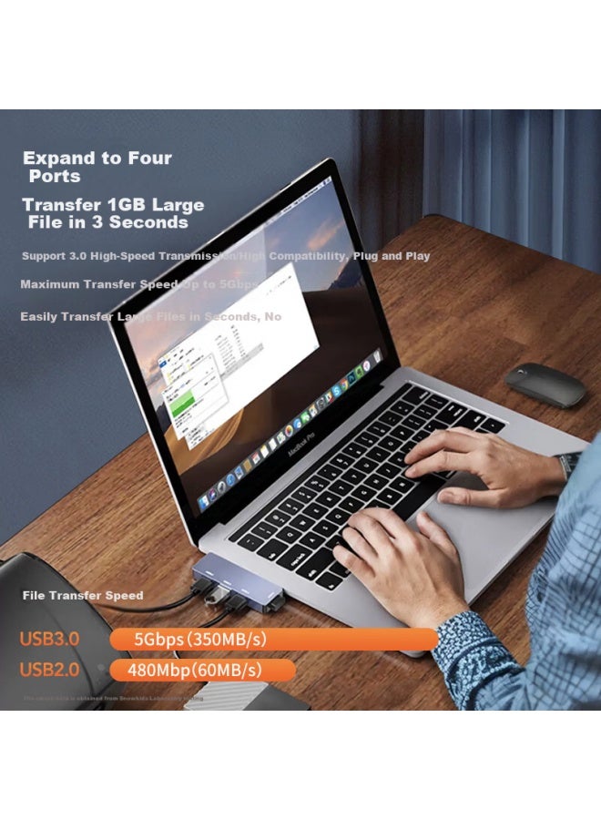 Isky Usb 3.0 Expansion Dock Splitter High-speed 4-port Hub Extender Hub Docking Station One Drag Four Right-fit 4-port Usb Hub Laptop Converter - Image 3