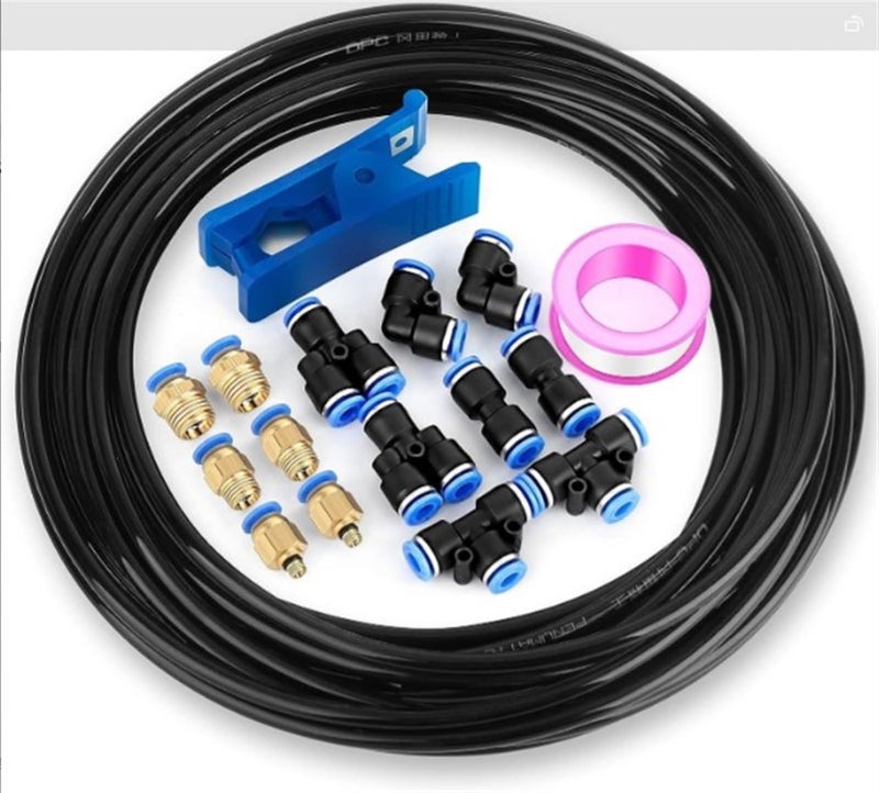 LAMAY 10M 10 head PE tube universal spray set,Black 6mm OD 4mm ID Polyurethane PU Air Hose Pipe Tube Kit 10 Meter 32.8ft - Image 1