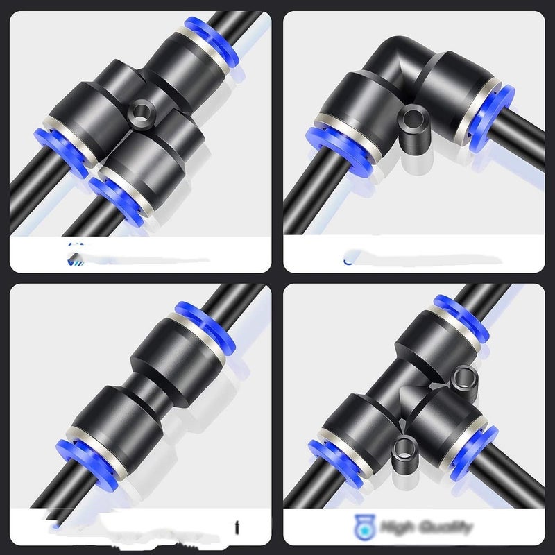 LAMAY 10M 10 head PE tube universal spray set,Black 6mm OD 4mm ID Polyurethane PU Air Hose Pipe Tube Kit 10 Meter 32.8ft - Image 2