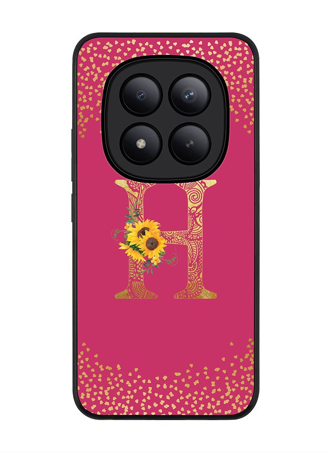 For Xiaomi Redmi Note 15 Pro+ / Poco M8 Pro Case,Slim fit Camera Protection, Shockproof Thin Phone cover  - Custom Floral Monogram - H ( Deep Pink )