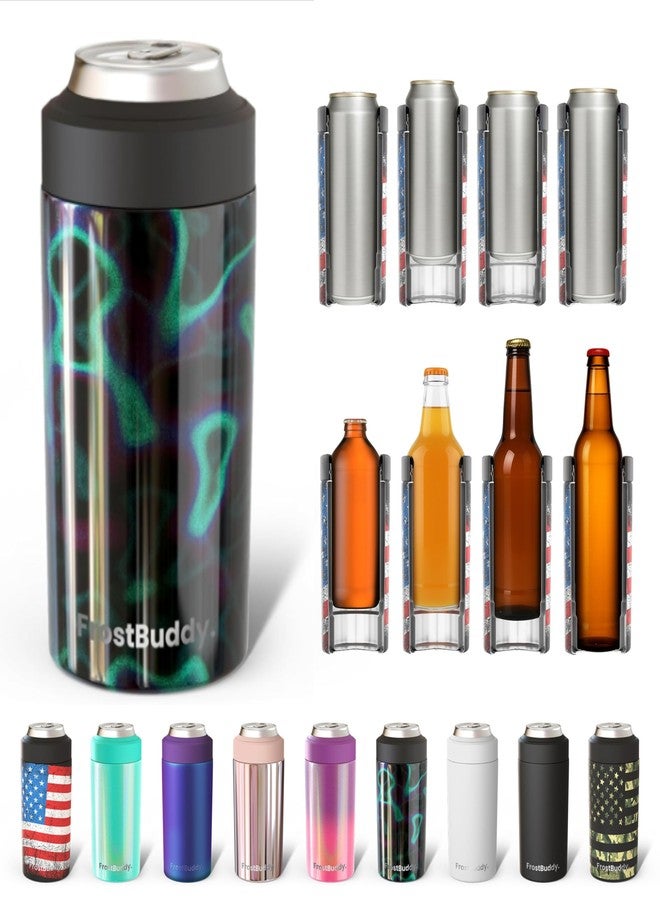 Frost Buddy Universal Buddy Can Cooler - Fits All - For Regular 12 & 16 oz or Slim-Size Bottles - Insulated Double-Walled Stainless Steel (Lights) - Image 1