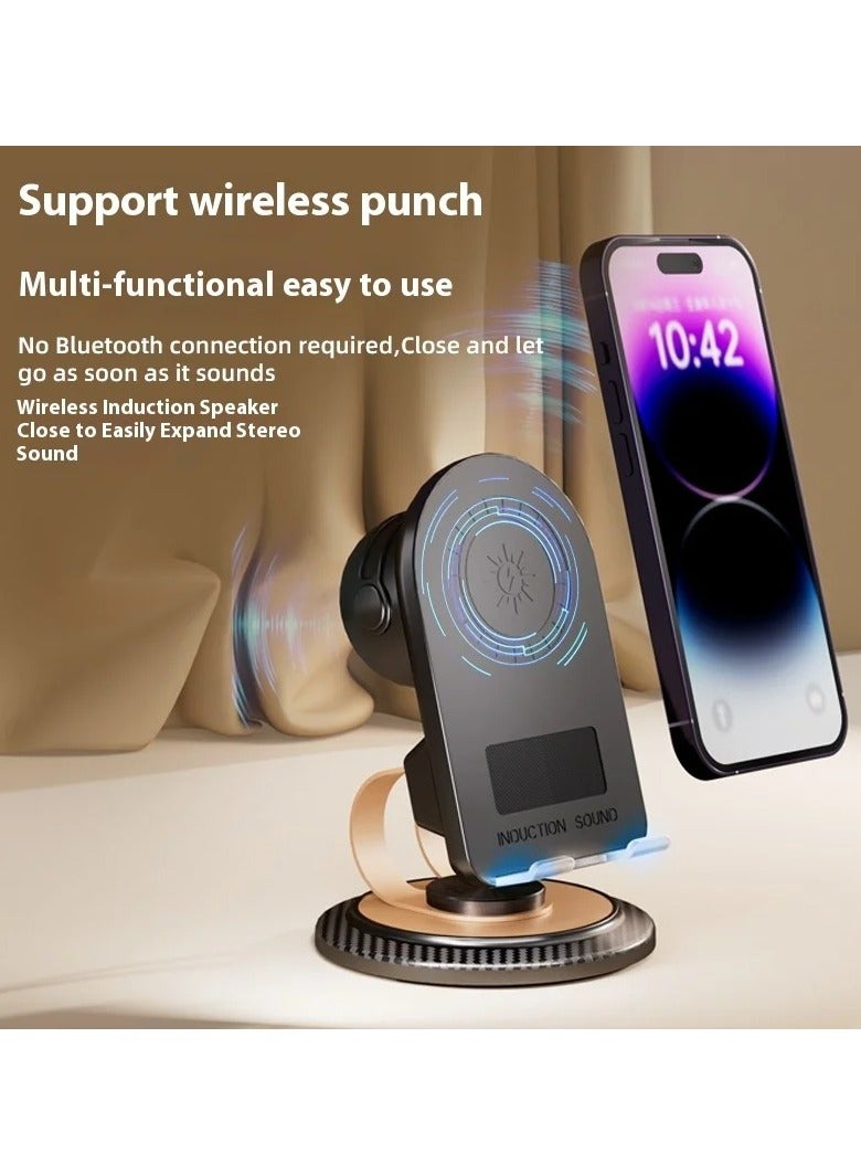 حامل هاتف H58 Sensing Model 360 درجة مع مكبر صوت بلوتوث، مكبر صوت لاسلكي مع حامل للهاتف المحمول - Image 4
