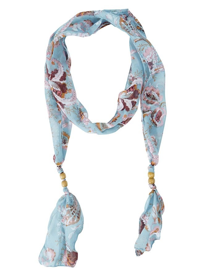GERINLY Long Skinny Scarf Belt Replacement Ribbon Headwrap Floral Necktie Women Choker Accessory Neck Scarfs (Blue) - Image 1