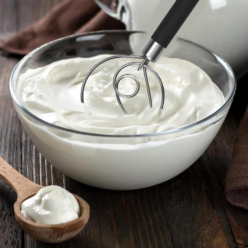 Guowall Stainless Steel Dough Whisk for Dutch Bread with Rubber Anti-Slip Handle 12 inch Dough Blender Mixer Baking Tools for Cake Bread Pizza Pastry Biscuits - Image 3